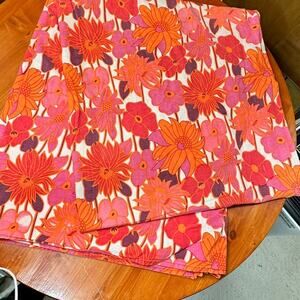 Vintage Flower Power Cotton Tablecloth/spread  - 101" x 88"